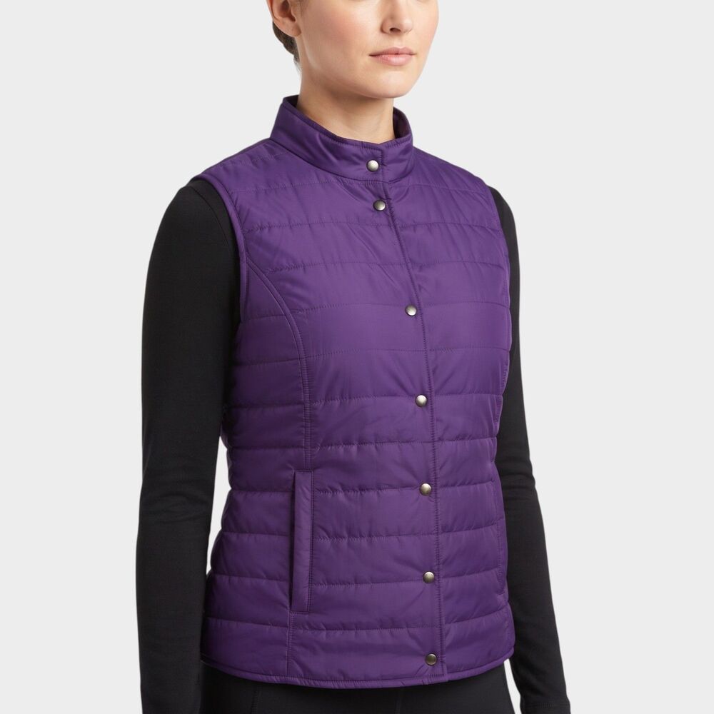 Avenue Plus Size 14 Purple Quilted Lightweight Zip Up Vest Puffer Jacket